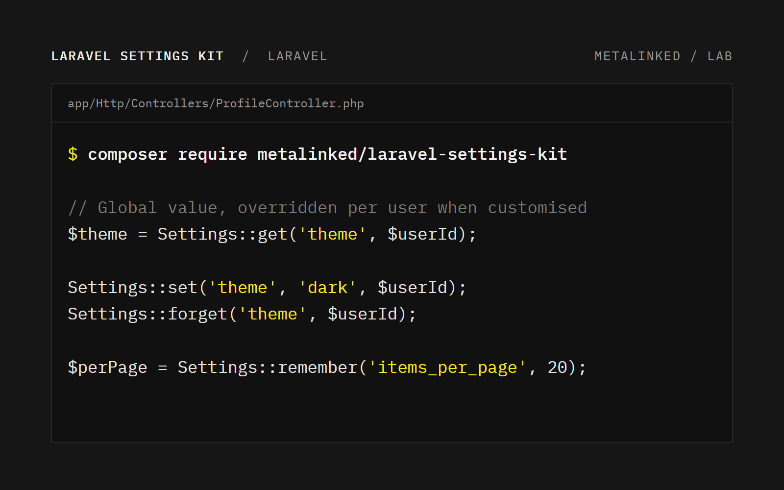 Laravel Settings Kit